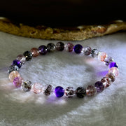 Very Good Grade Natural Transparent Bright Color Super 7 Beads Bracelet 非常好的等级天然透明深彩色超级七珠手链 11.32g 15.5cm 6.8mm 28 Beads - Huangs Jadeite and Jewelry Pte Ltd