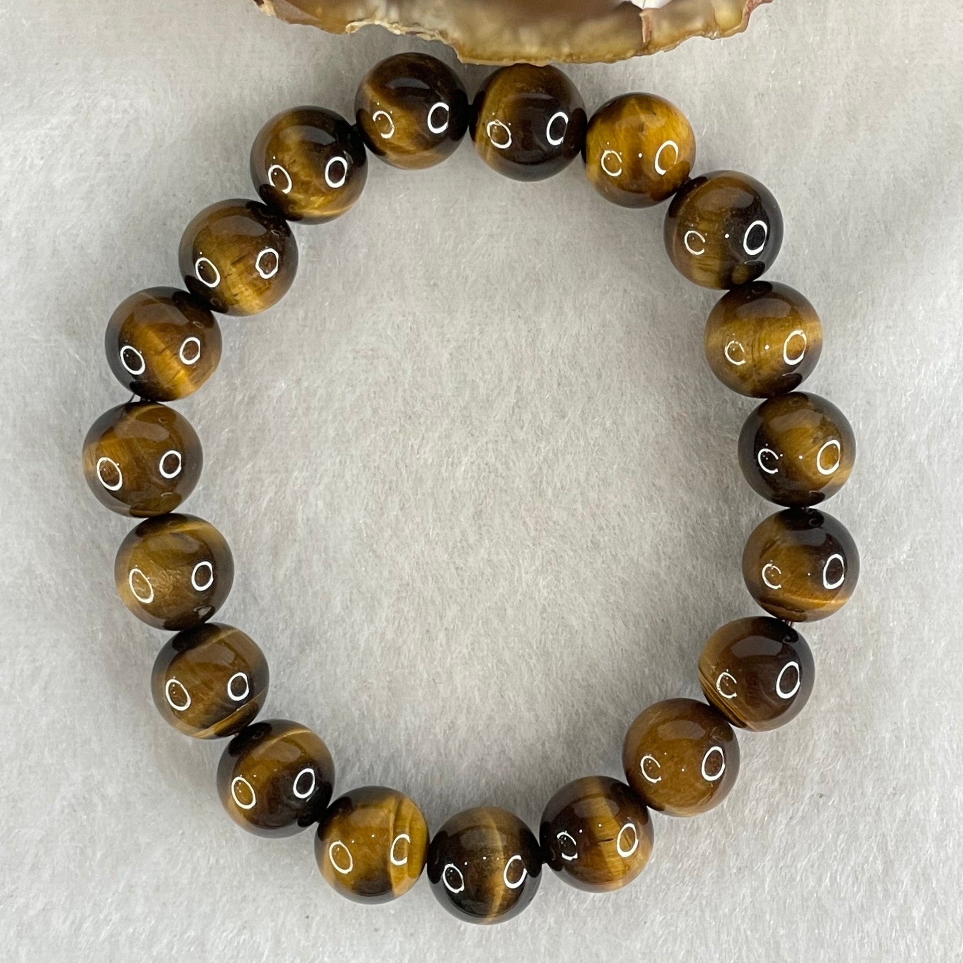 Natural Yellow Tiger's Eye Quartz Beads Bracelet 25.54g 15cm 10.0mm 19 Beads - Huangs Jadeite and Jewelry Pte Ltd