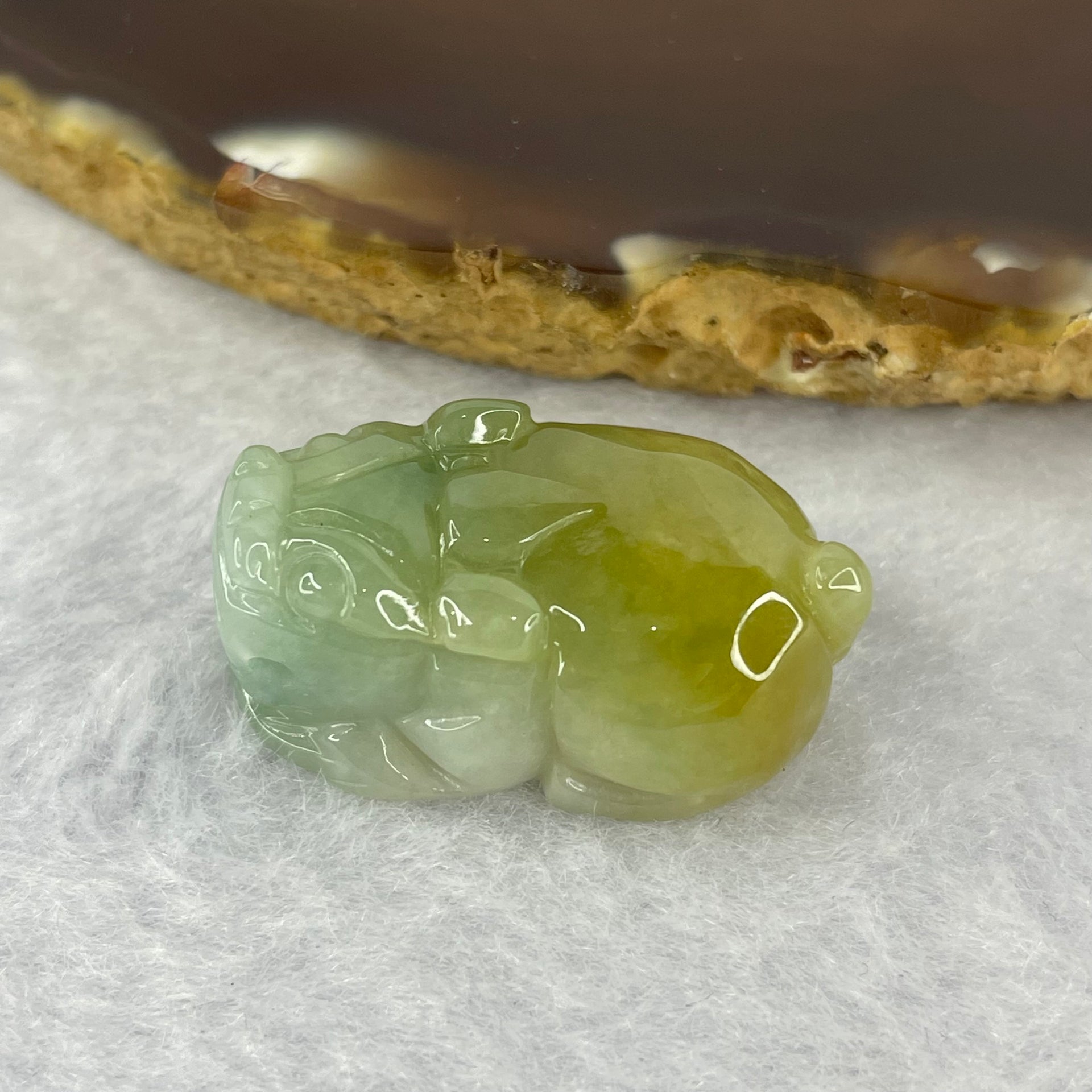 Type A Yellow with Sky Blue Jadeite Pixiu Pendent A货黄加天空蓝翡翠貔貅牌 11.92g 27.9 by 17.1 by 12.2 mm - Huangs Jadeite and Jewelry Pte Ltd