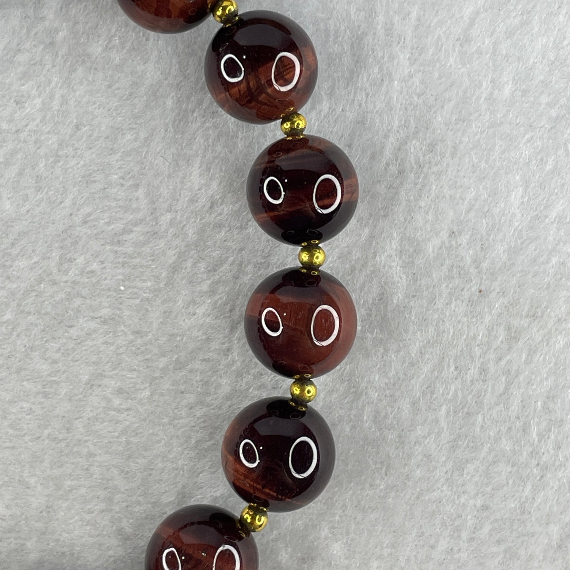 Natural Red Tiger's Eye Beads Bracelet 45.31g 20cm 12.3mm 17Beads - Huangs Jadeite and Jewelry Pte Ltd