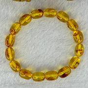 Natural Golden Yellow with Red Flower Amber Beads Bracelet 天然花珀手链 7.68g 15cm 8.5mm 16 Beads - Huangs Jadeite and Jewelry Pte Ltd