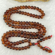 Natural Blood Red Amber Beads Necklace 天然血珀项链 16.14g 58cm 6.1mm 108 Beads - Huangs Jadeite and Jewelry Pte Ltd