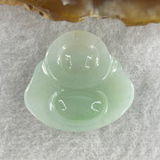 Certified Natural Type A Light Green Jadeite Milo Laughing Buddha Pendant 4.47g 21.7 by 23.3 by 6.0mm - Huangs Jadeite and Jewelry Pte Ltd