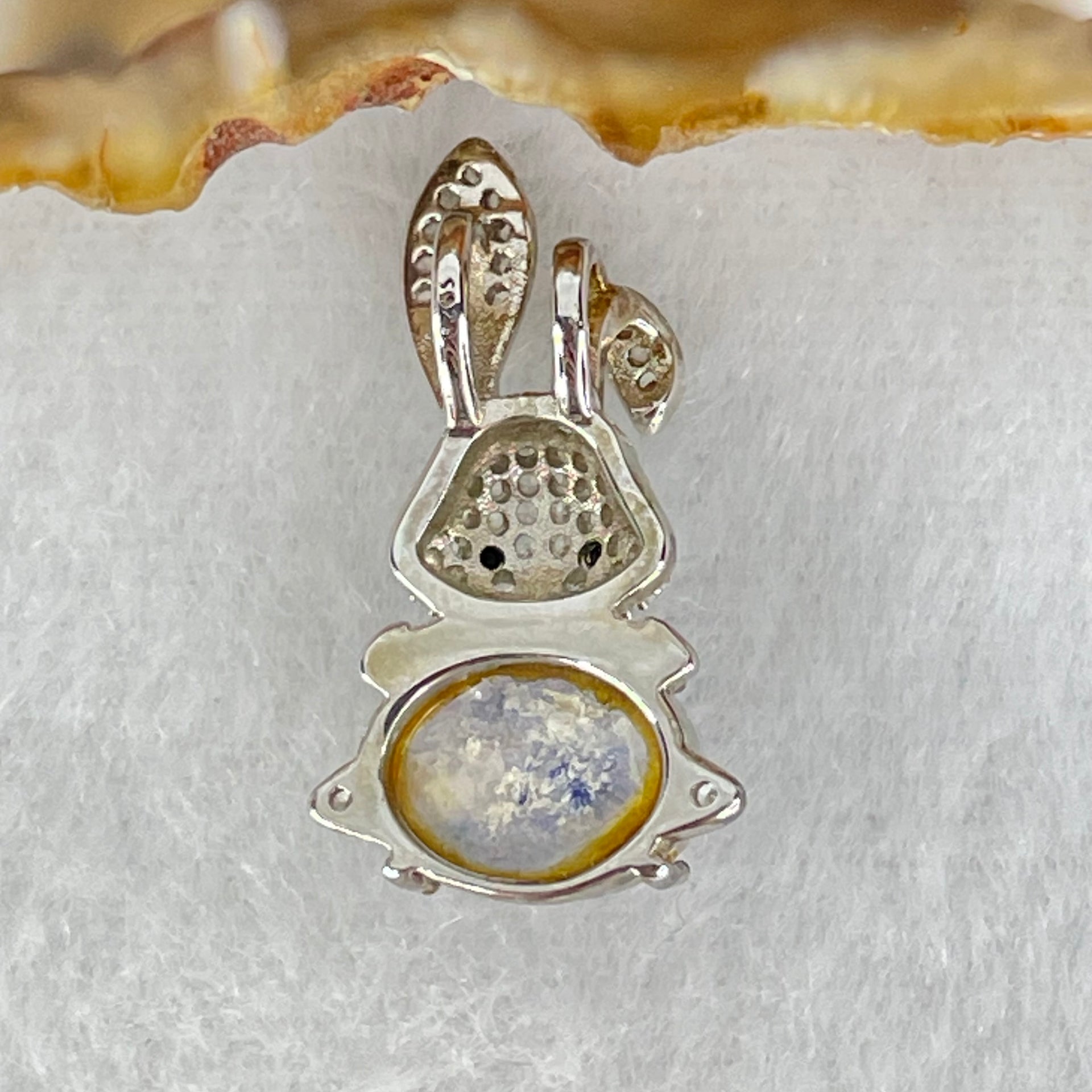 Rare Natural Blue Dumortierite Rutilated Quartz in S925 Sliver Rabbit Pendant 2.44g 10.0 by 7.3 by 5.0mm - Huangs Jadeite and Jewelry Pte Ltd