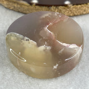 Natural Pink Flower Agate Set Oval Bangle 77.72g Inner Diameter 56.4mm 10.2 by 6.8mm (Perfect) - Huangs Jadeite and Jewelry Pte Ltd