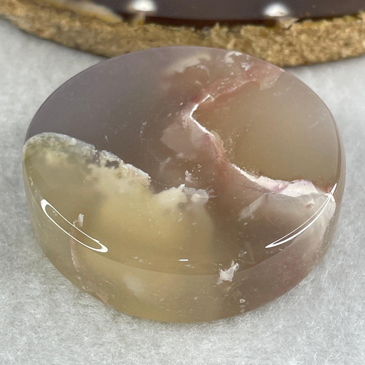 Natural Pink Flower Agate Set Oval Bangle 77.72g Inner Diameter 56.4mm 10.2 by 6.8mm (Perfect) - Huangs Jadeite and Jewelry Pte Ltd