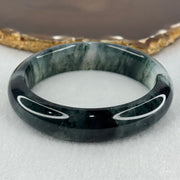 Transparent Colourless with Dark Greenish Black Piao Hua Sodium Feldspar Jade Bangle 水沫玉手镯 Internal Diameter 58.1mm 59.21g 15.6 by 9.0mm - Huangs Jadeite and Jewelry Pte Ltd