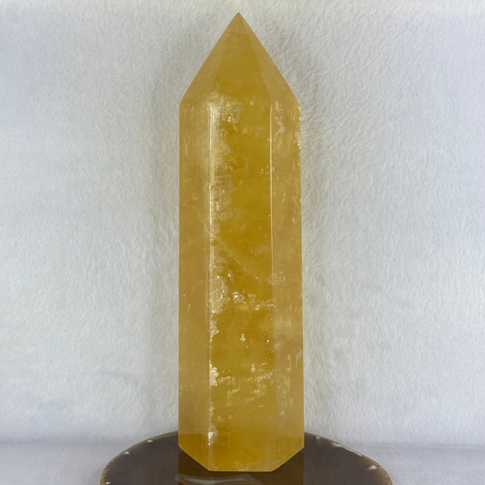 Natural Yellow Calcite Tower Display 1,926.4g 245.0 by 74.0 by 65.0mm - Huangs Jadeite and Jewelry Pte Ltd