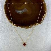 (Pre-Love) Van Cleef & Arpels VCA Vintage Alhambra Pendant Necklace 18K yellow gold Carnelian 5.46g 42cm - Huangs Jadeite and Jewelry Pte Ltd