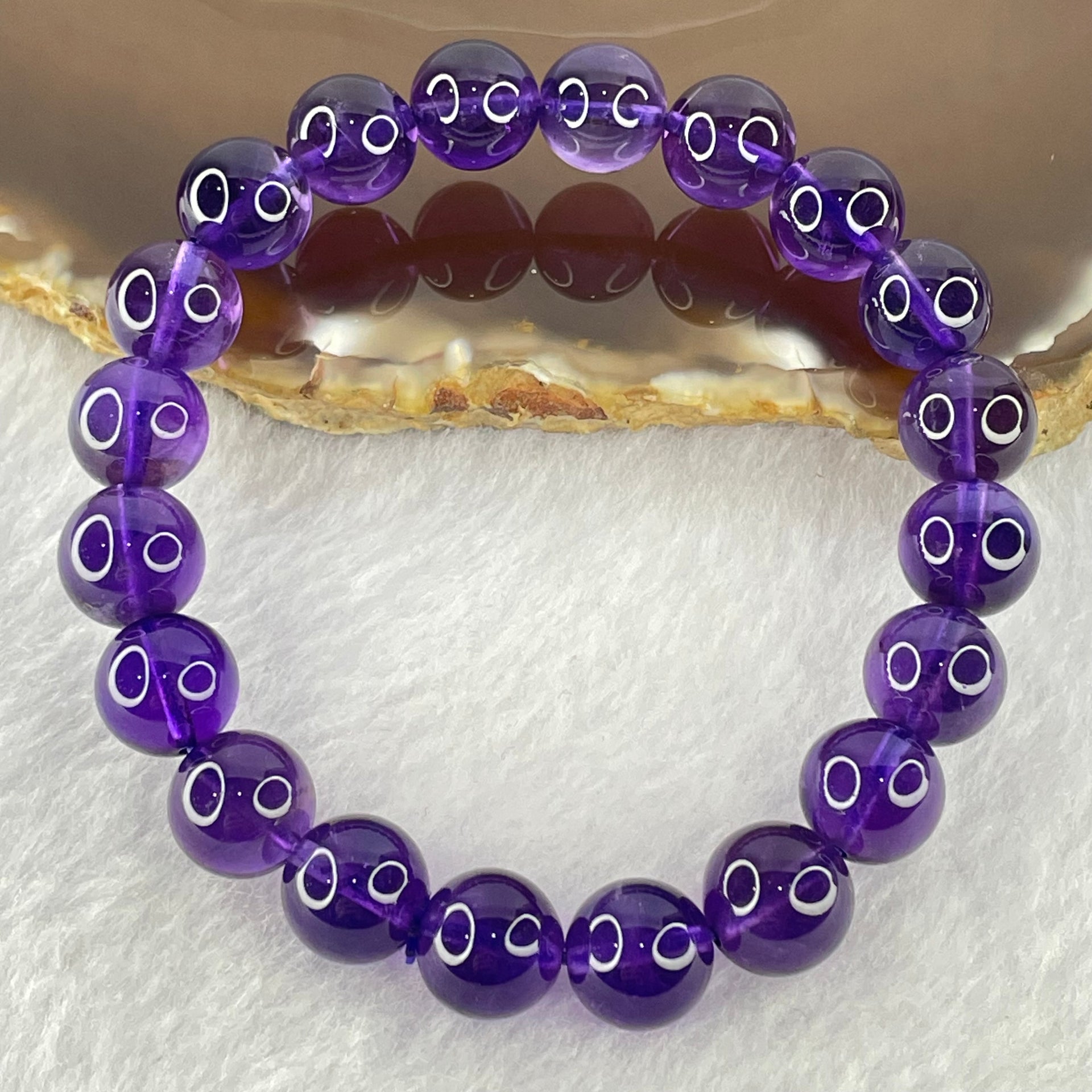 Very Good Grade Natural Amethyst Bracelet 24.31g 16cm 9.6mm 20 Beads - Huangs Jadeite and Jewelry Pte Ltd