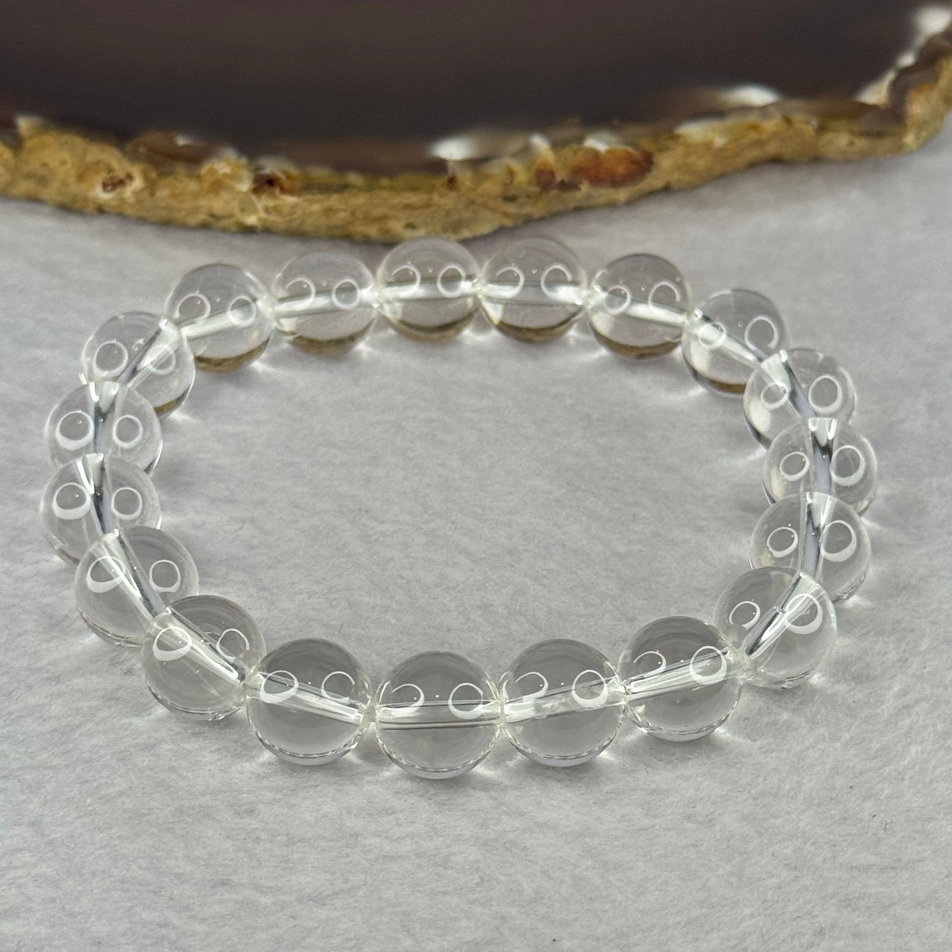 Natural Clear Quartz Bracelet 天然白水晶手链 30.62g 17cm 10.6mm 19 Beads - Huangs Jadeite and Jewelry Pte Ltd