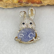 Rare Natural Blue Dumortierite Rutilated Quartz in S925 Sliver Rabbit Pendant 2.48g 9.0g 7.4 by 5.0mm - Huangs Jadeite and Jewelry Pte Ltd