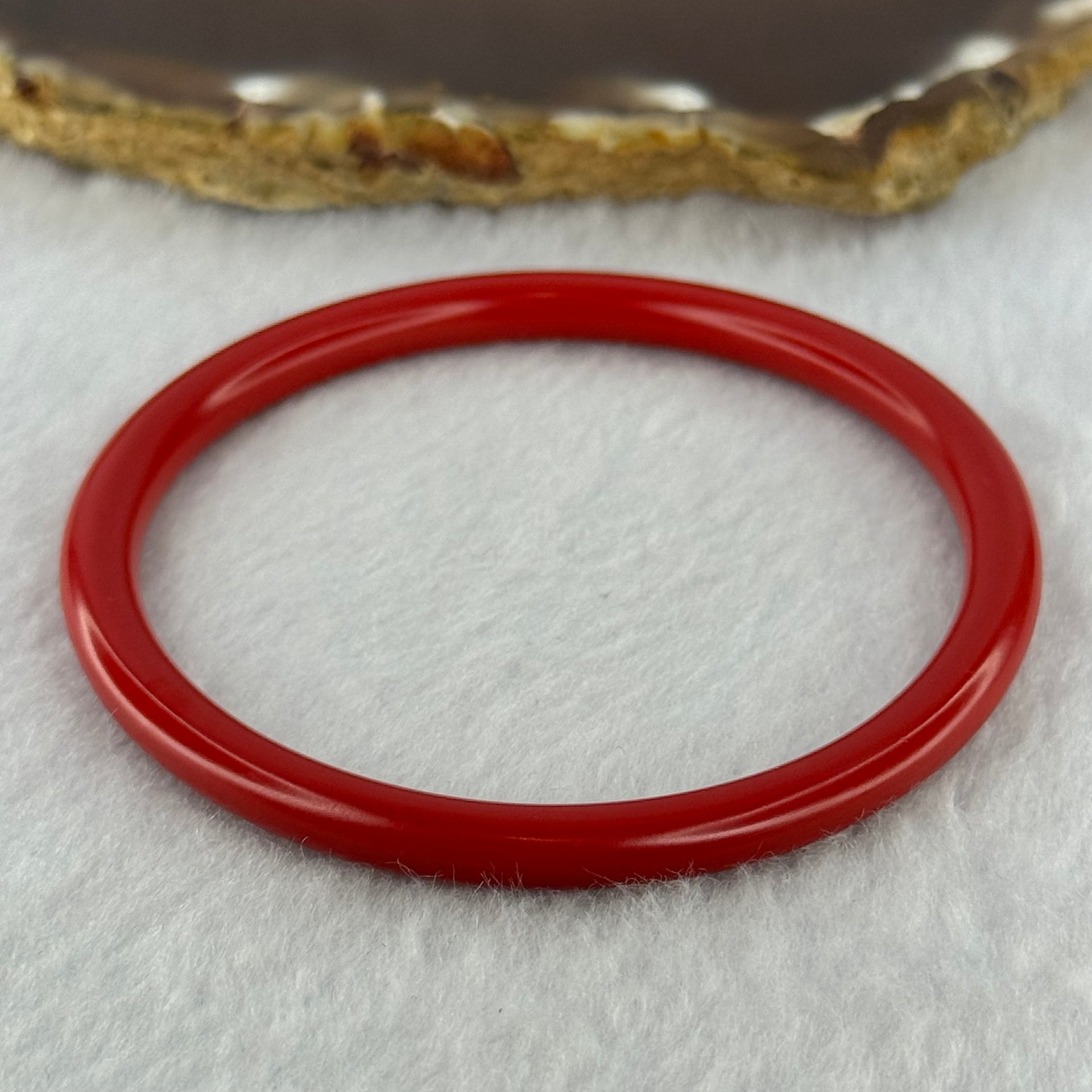 Natural Red Cinnabar Bangle 16.50g Internal Diameter 56.4mm 5.3 by 5.6mm - Huangs Jadeite and Jewelry Pte Ltd