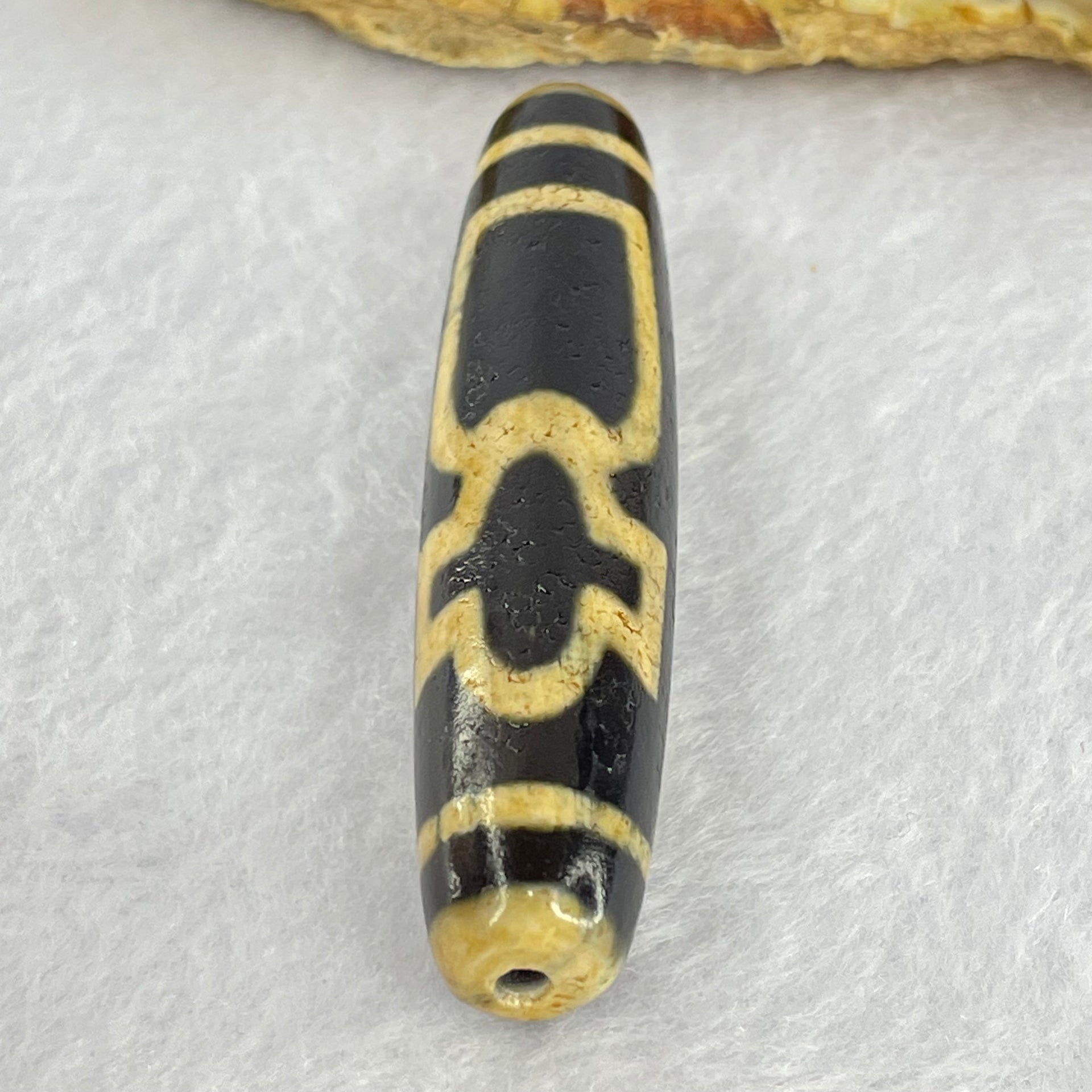 Natural Powerful Tibetan Old Oily Agate Cai Shen with Moon Sun Star Dzi Bead Heavenly Master (Tian Zhu) 财神长天珠 16.79g 58.2 by 13.6mm - Huangs Jadeite and Jewelry Pte Ltd