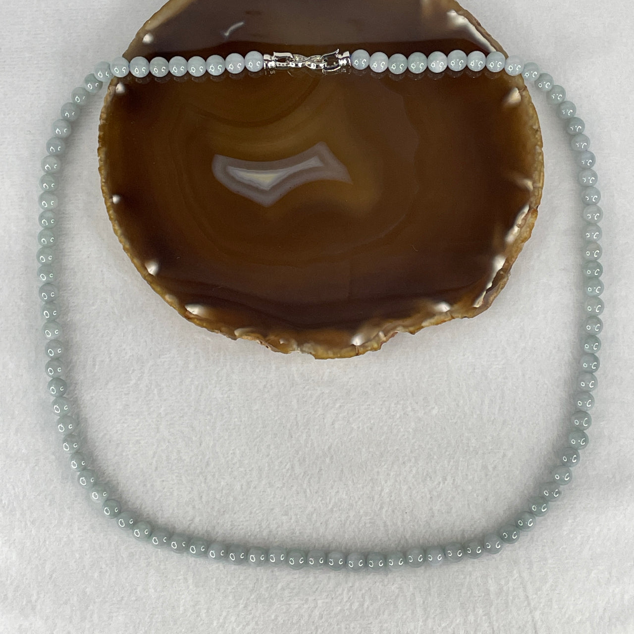 Certified Natural Type A Lavender Grey Jadeite Beads Necklace 57.46g 64cm 7.2mm 91 Beads