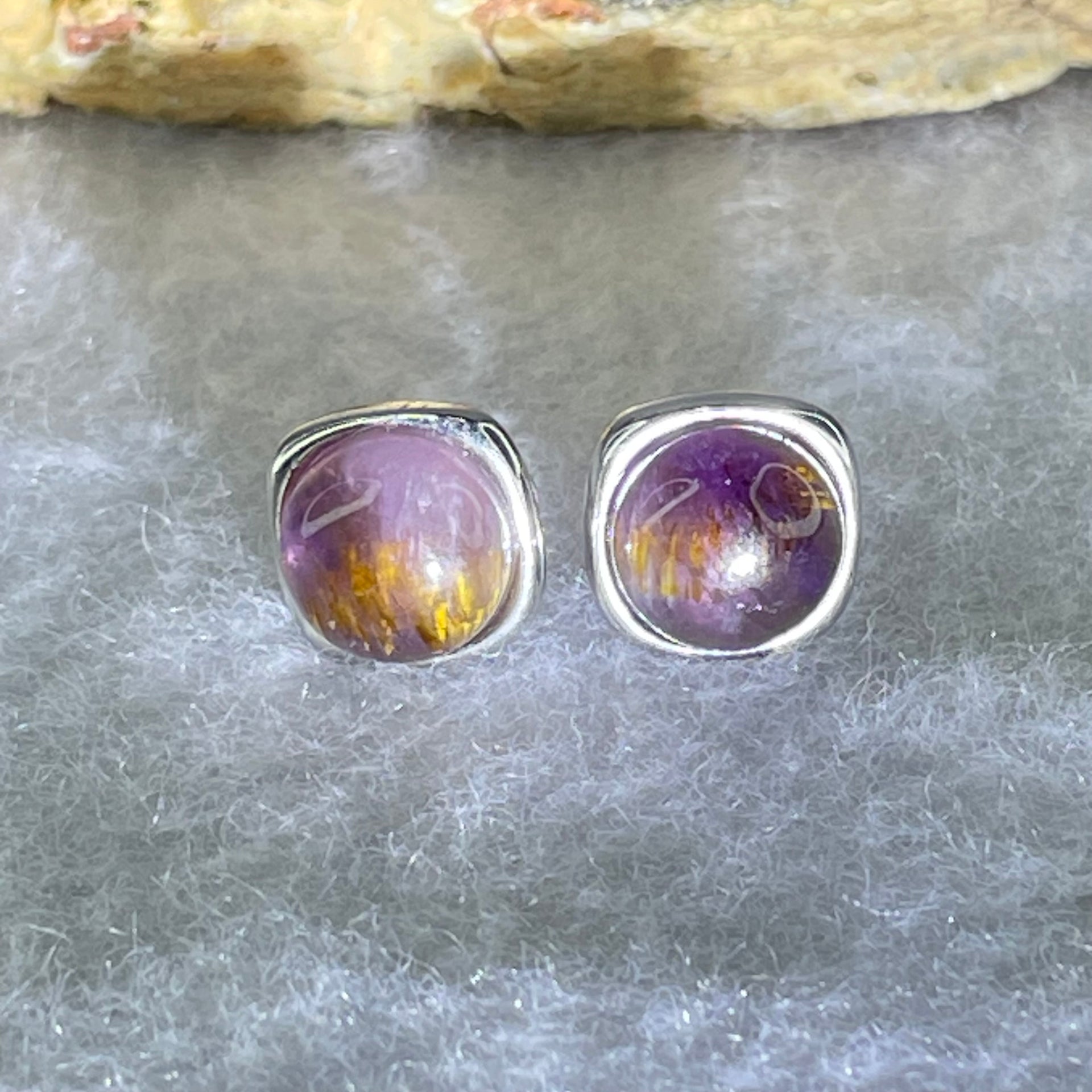 Good Grade Natural Auralite 23 S925 Silver Earrings 2.27g 8.0 by 4.5mm - Huangs Jadeite and Jewelry Pte Ltd