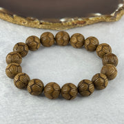 Natural Six Way Wooden Beads Flower Carvings Bracelets 天然六道木花开富贵手链 16.09g 18.5cm 12.7mm 17 Beads - Huangs Jadeite and Jewelry Pte Ltd