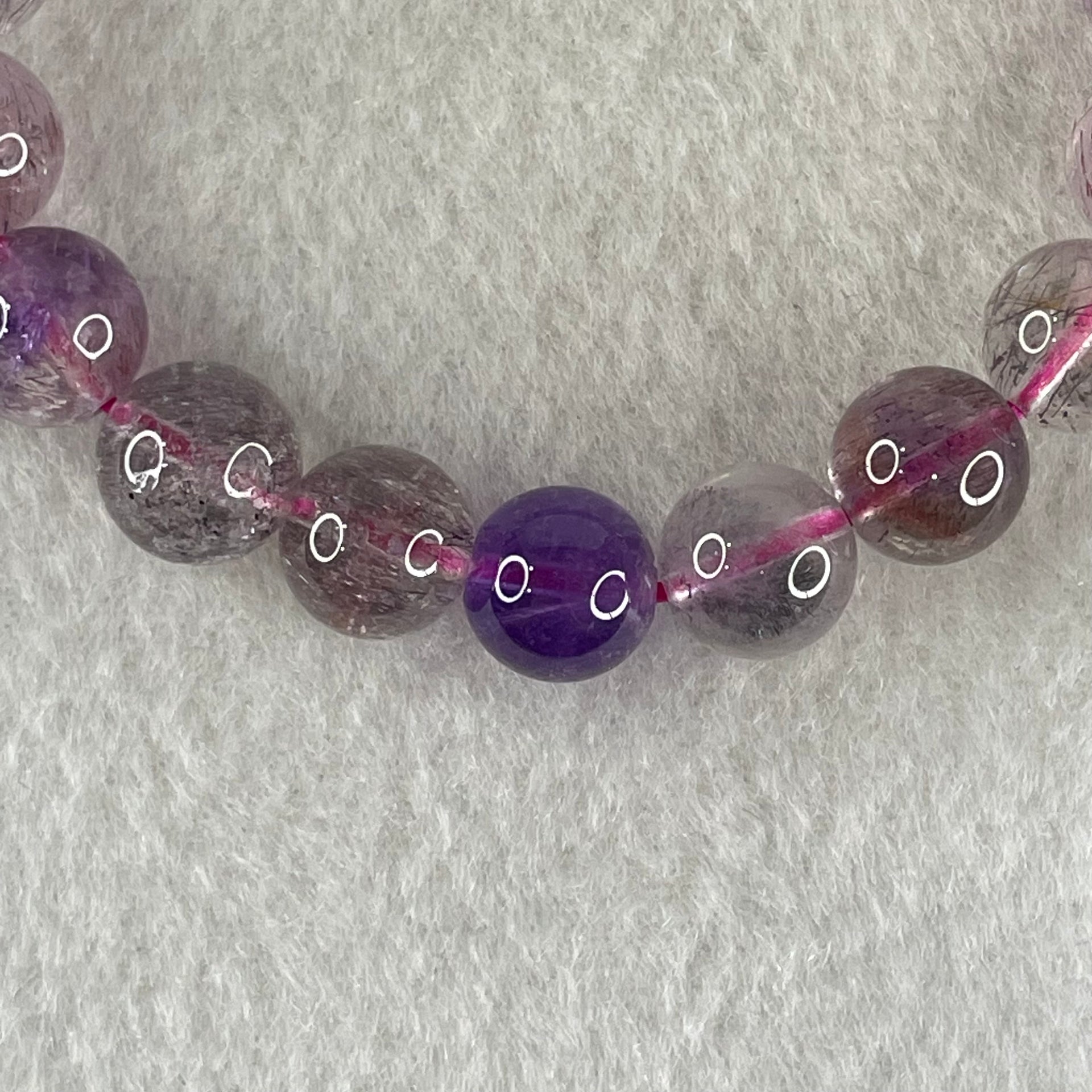 Above Average Grade Natural Super 7 Crystal Beads Bracelet 天然超级七水晶珠手链 21.93g 16cm 9.2mm 21 Beads - Huangs Jadeite and Jewelry Pte Ltd