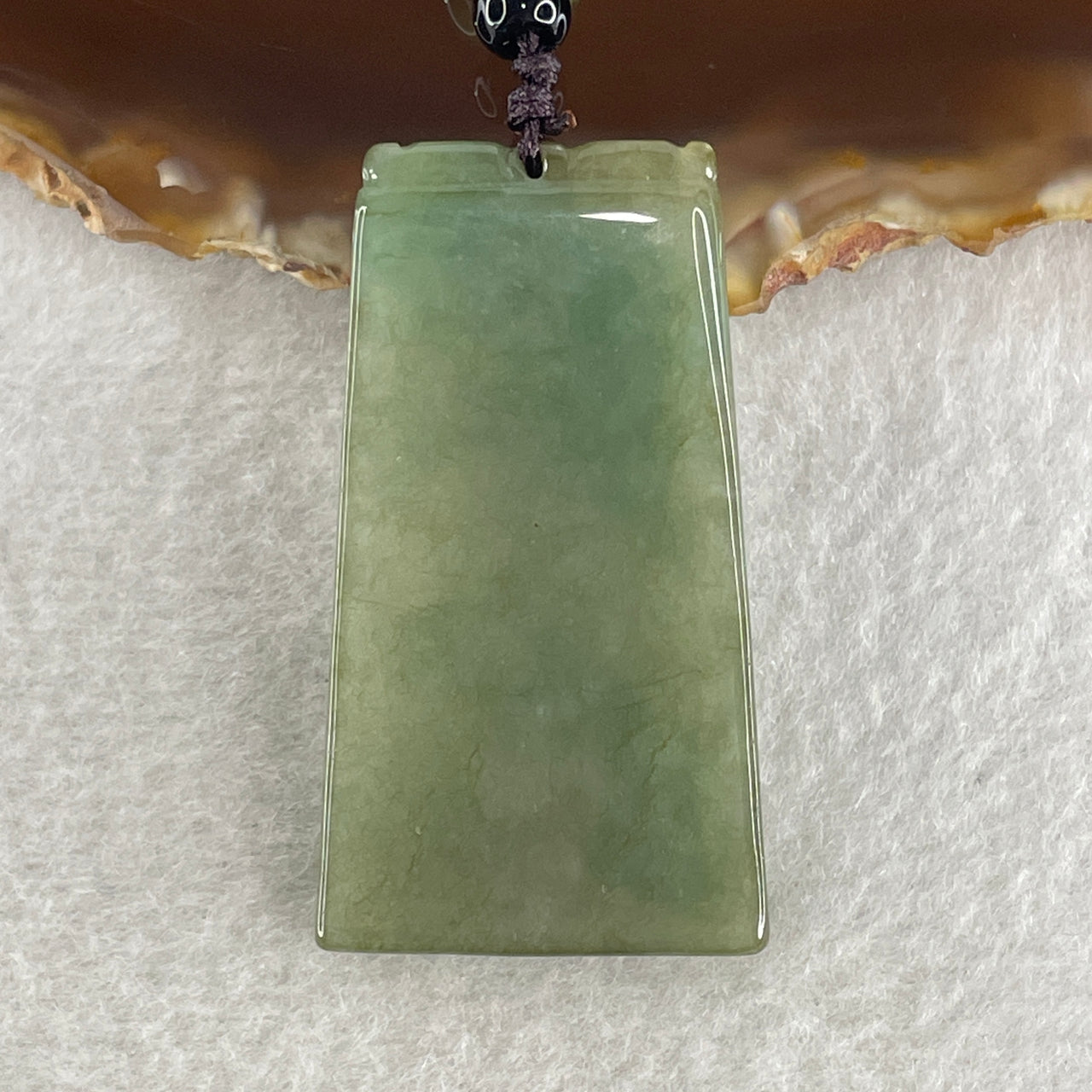 Natural Type A Green with Yellowish Jadeite Wu Shi Pai Pendant 20.75g 45.6 by 25.5 by 5.9mm - Huangs Jadeite and Jewelry Pte Ltd