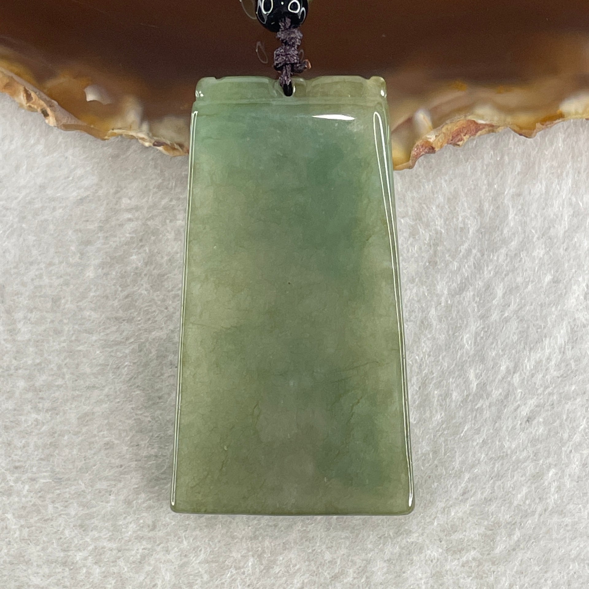 Natural Type A Green with Yellowish Jadeite Wu Shi Pai Pendant 20.75g 45.6 by 25.5 by 5.9mm - Huangs Jadeite and Jewelry Pte Ltd