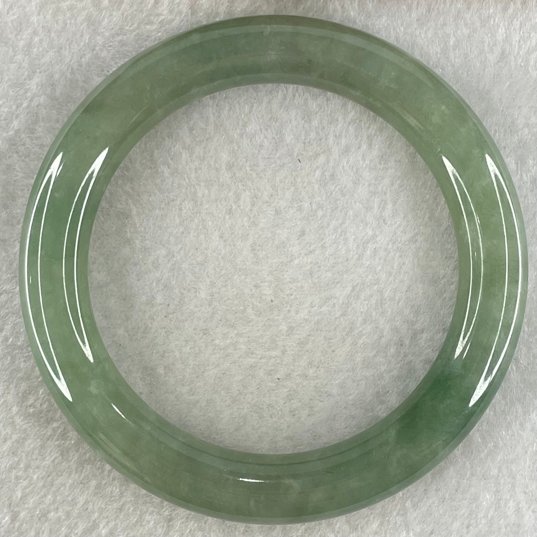 Type A Green Jadeite Bangle 55.99g Internal Diameter 55.2mm 10.2 by 10.3mm (Close to Perfect) - Huangs Jadeite and Jewelry Pte Ltd