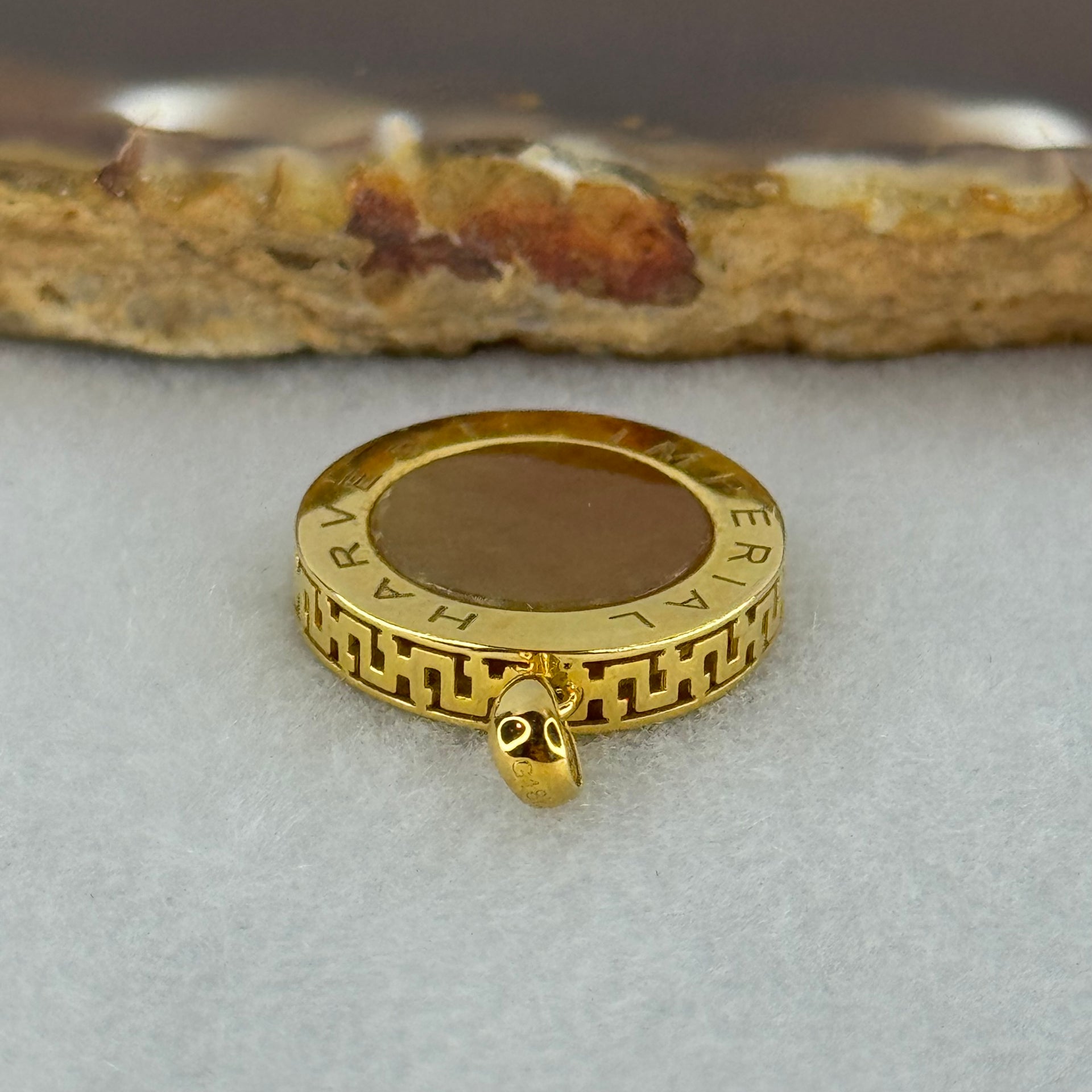 (Pre-Love) Imperial Harvest Type A Yellow Jadeite in 750 18K Yellow Gold 3.35g 17.7 by 3.8mm - Huangs Jadeite and Jewelry Pte Ltd