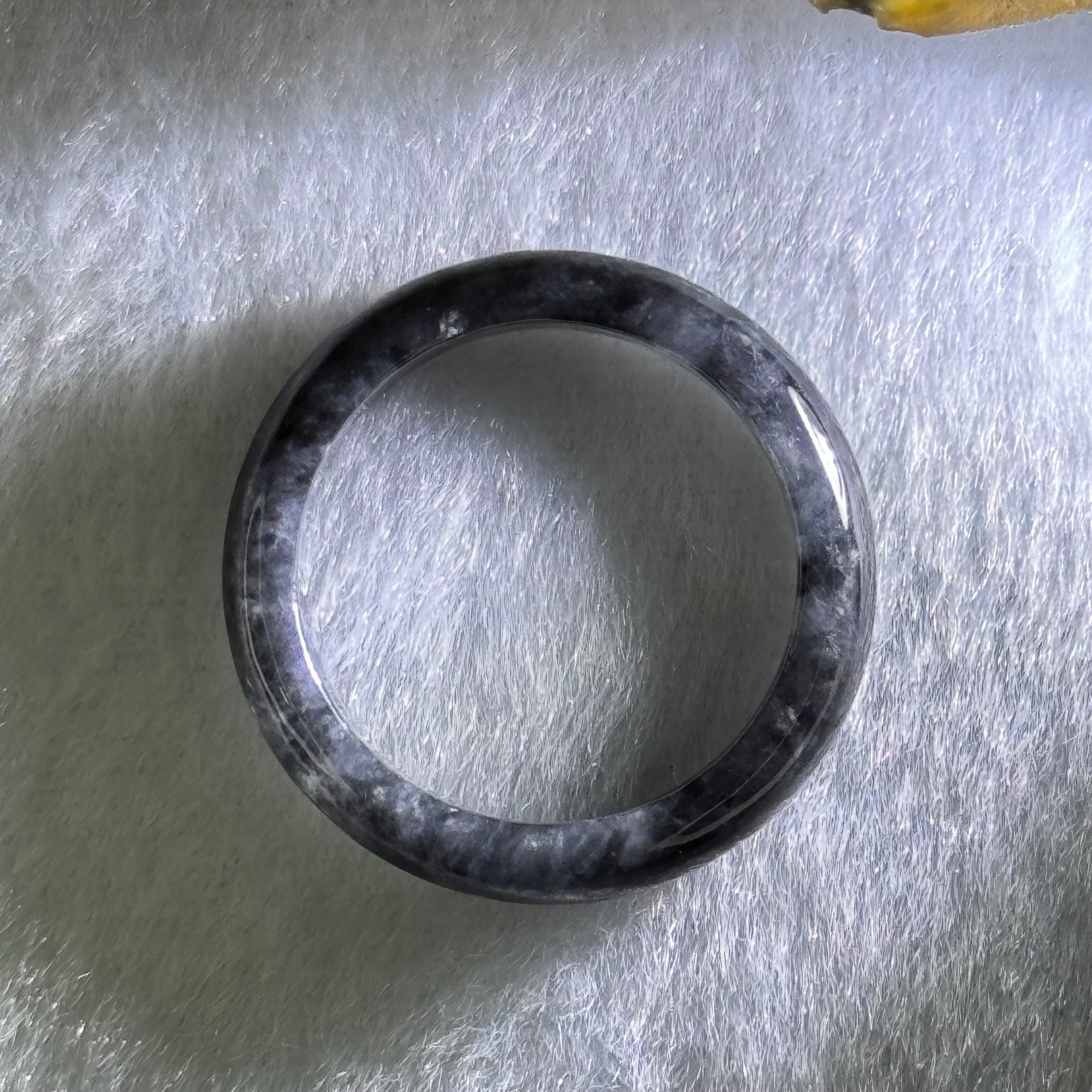 Type A Wuji Black Grey Jadeite Ring 2.47g 4.6 by 3.2mm US7.8 HK17.5 (Very Slight Internal Line) - Huangs Jadeite and Jewelry Pte Ltd