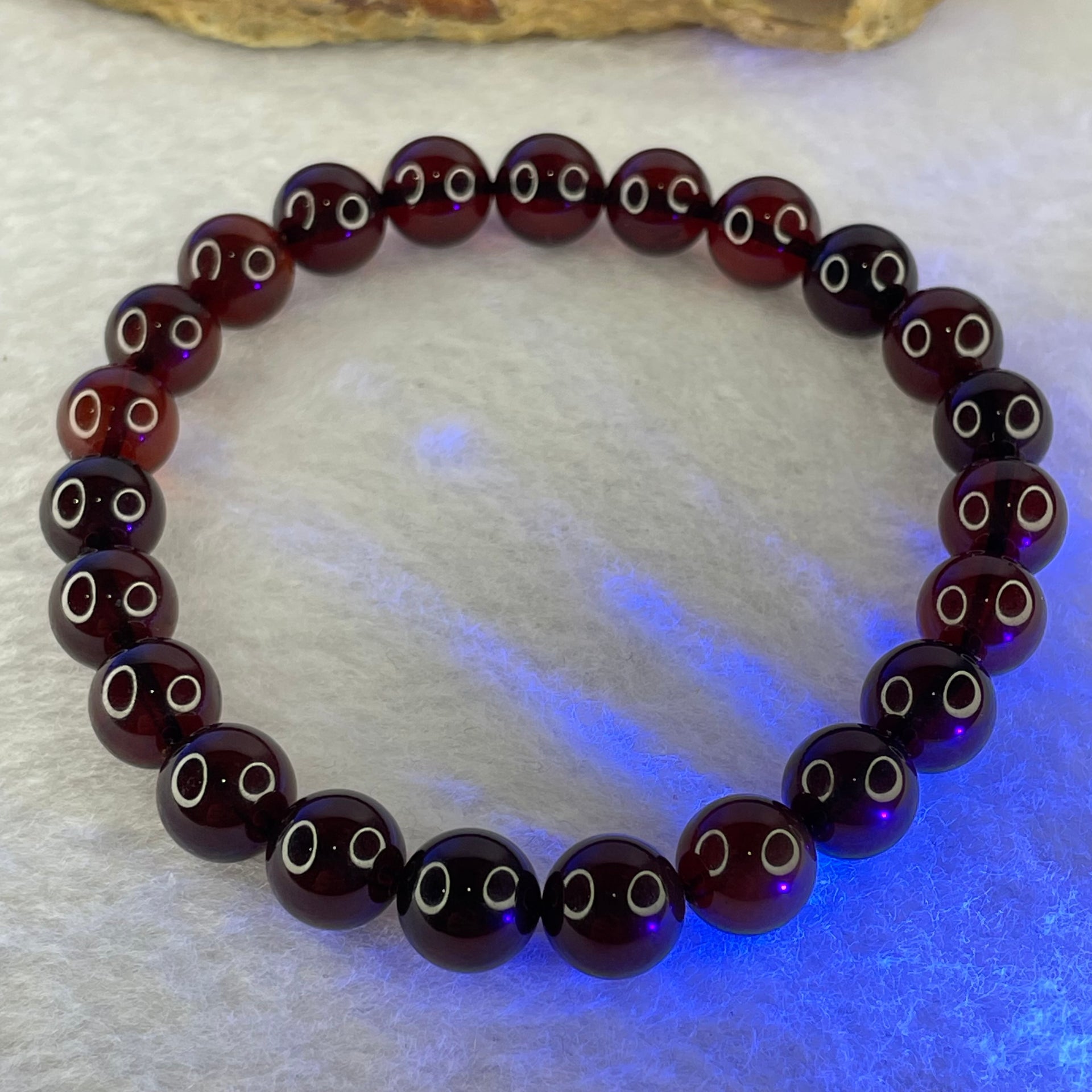 Natural Dark Red Blood Amber Beads Bracelet 天然血珀手链 8.12g 17cm 8.7mm 23 Beads - Huangs Jadeite and Jewelry Pte Ltd