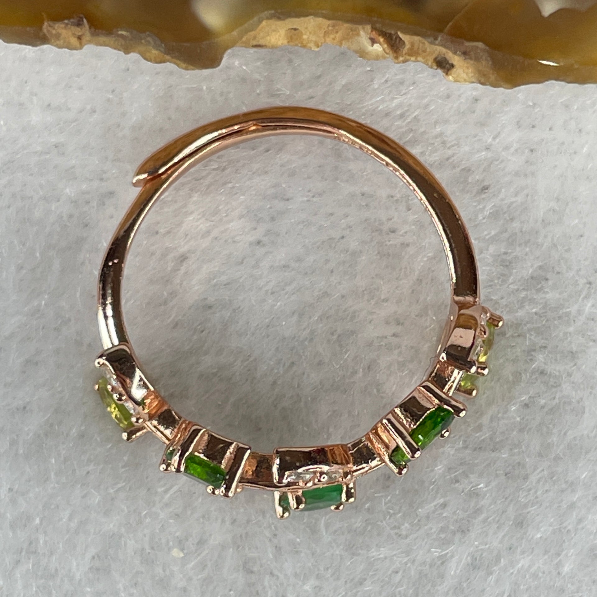 Natural-Green-Garnet-with-Cubic-Zirconia-in-S925-Sliver-Gold-Color-Ring-2.32g-4.6-by-3.8-by-1.5mm-5-Pcs-(Adjustable-Size)