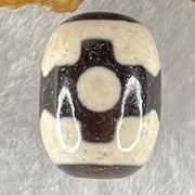 Natural Powerful Tibetan Old Oily Dark Brown With White Agate 3 Eyes Dzi Bead Heavenly Master (Tian Zhu) 三眼天诛 4.66g 17.8 by 12.9mm - Huangs Jadeite and Jewelry Pte Ltd