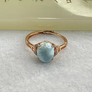 Natural Larimar in S925 Silver Rose Gold Color Ring (Adjustable Size) 1.81g 9.9 by 8.0 by 5.0mm - Huangs Jadeite and Jewelry Pte Ltd