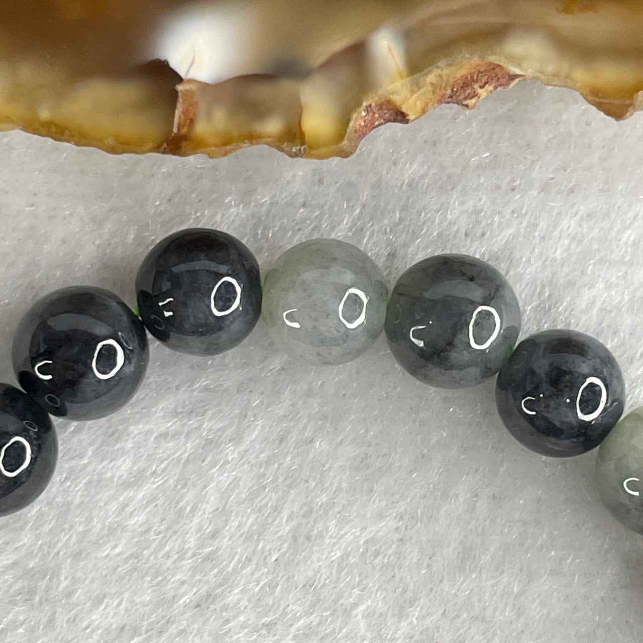 Natural Type A Black-Grey Wuji Jadeite Beads Bracelet | 14cm Tailored Strand | 25-Piece "Black Ink Painting" Grade A Black Jadeite Power Talisman (12.98g, 6.8mm)