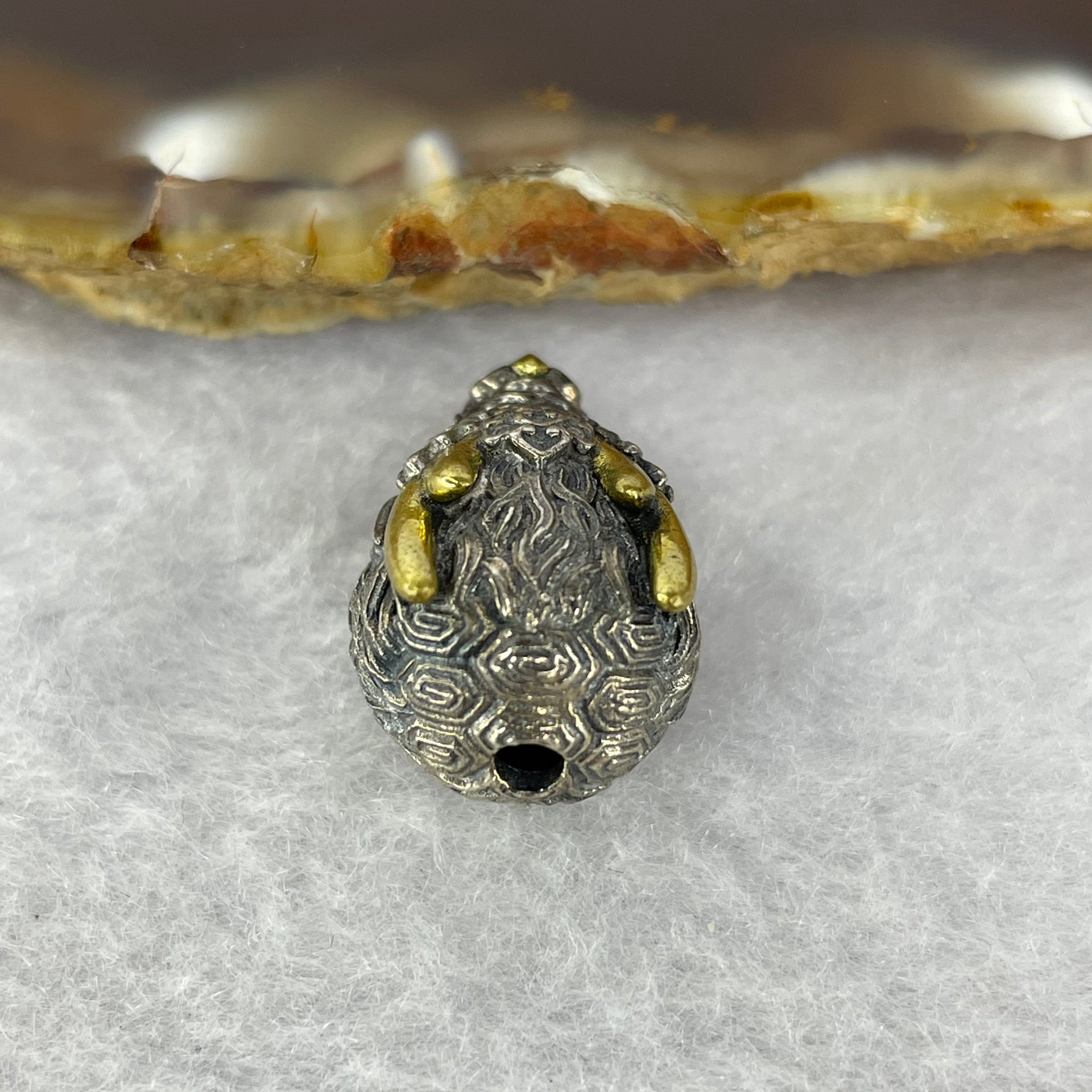 925 Sliver Dragon with Nan Hong Red Agate Eyes Bracelet Charm 5.06g 18.7 by 12.7 by 11.9 mm - Huangs Jadeite and Jewelry Pte Ltd