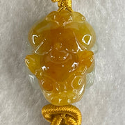 Type A Yellow with Faint Green Lavender Jadeite Male Pixiu String Bracelet 5.58g 13.5cm 20.6 by 15.7 by 10.8mm - Huangs Jadeite and Jewelry Pte Ltd