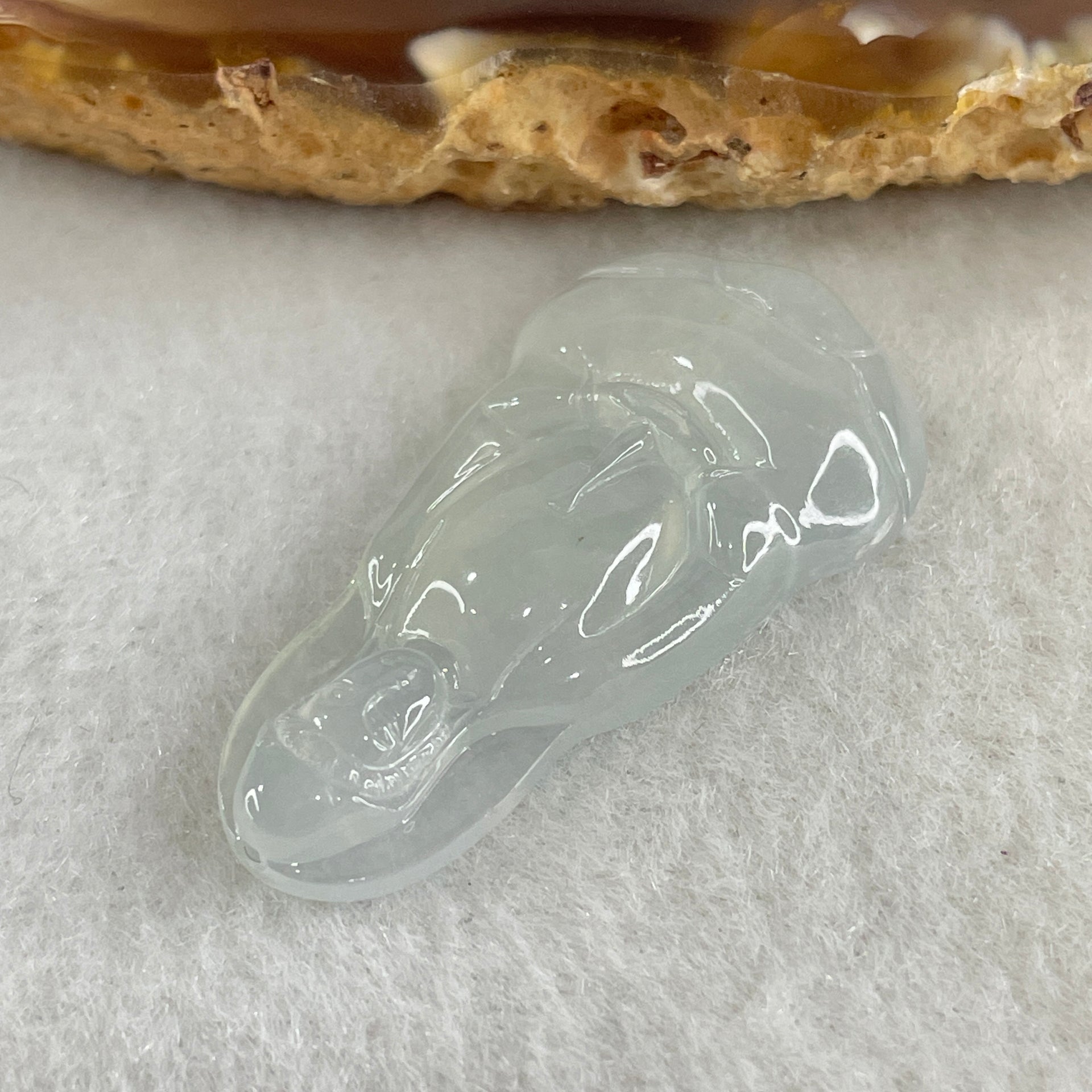 Type A Icy Colourless to White Jadeite Guan Yin Pendant 4.09g 31.8 by 17.2 by 4.7mm - Huangs Jadeite and Jewelry Pte Ltd