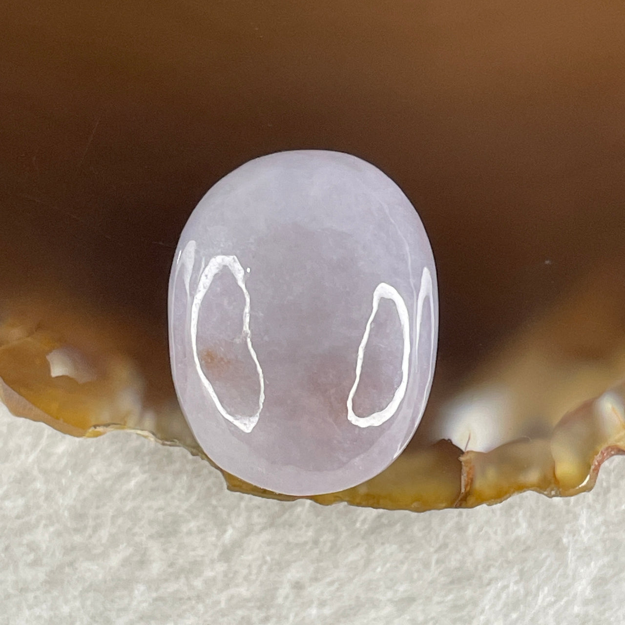 Natural Type A Lavender with Reddish Spot Jadeite Oval Shape Cabochon Stone for Setting 8.24g 21.2 by 16.7 by 10.5mm - Huangs Jadeite and Jewelry Pte Ltd