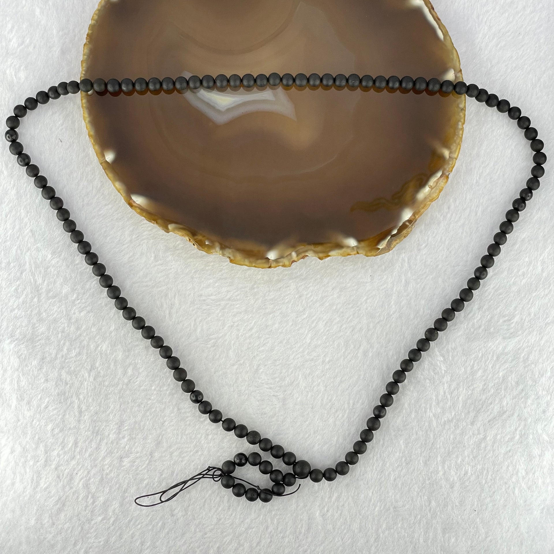 Natural Dark Matt Black Amber Beads Necklace 天然大黑天翁琥珀项链 11.40g 58cm 5.7mm 108 Beads - Huangs Jadeite and Jewelry Pte Ltd