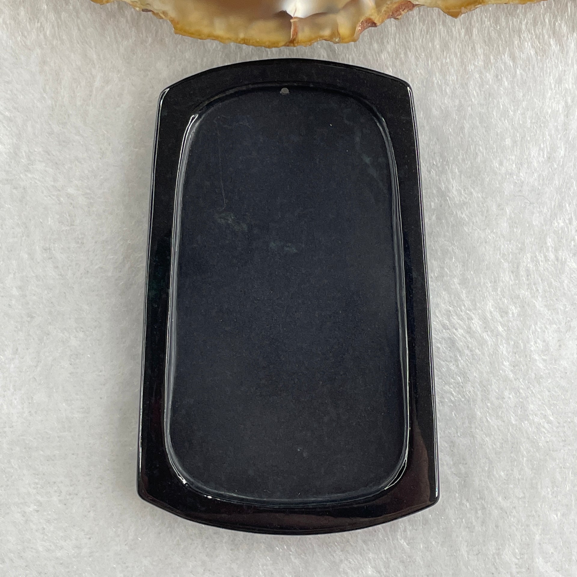 Type A Opaque to Partial Translucent Black Omphacite Jadeite Cai Shen Ye God of Fortune Pendant 26.80g 62.8 by 40.0 by 7.5mm - Huangs Jadeite and Jewelry Pte Ltd