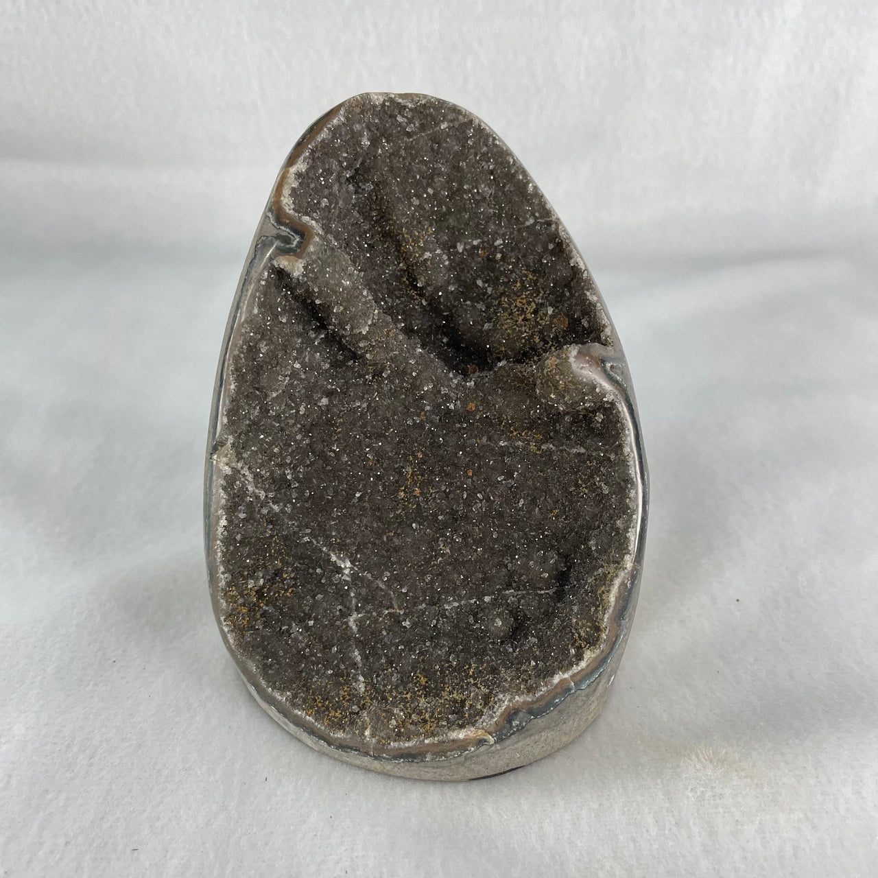 Natural Amethyst Cave with Wooden Stand 844.6g 96.5 by 106.5 by 150.0mm - Huangs Jadeite and Jewelry Pte Ltd