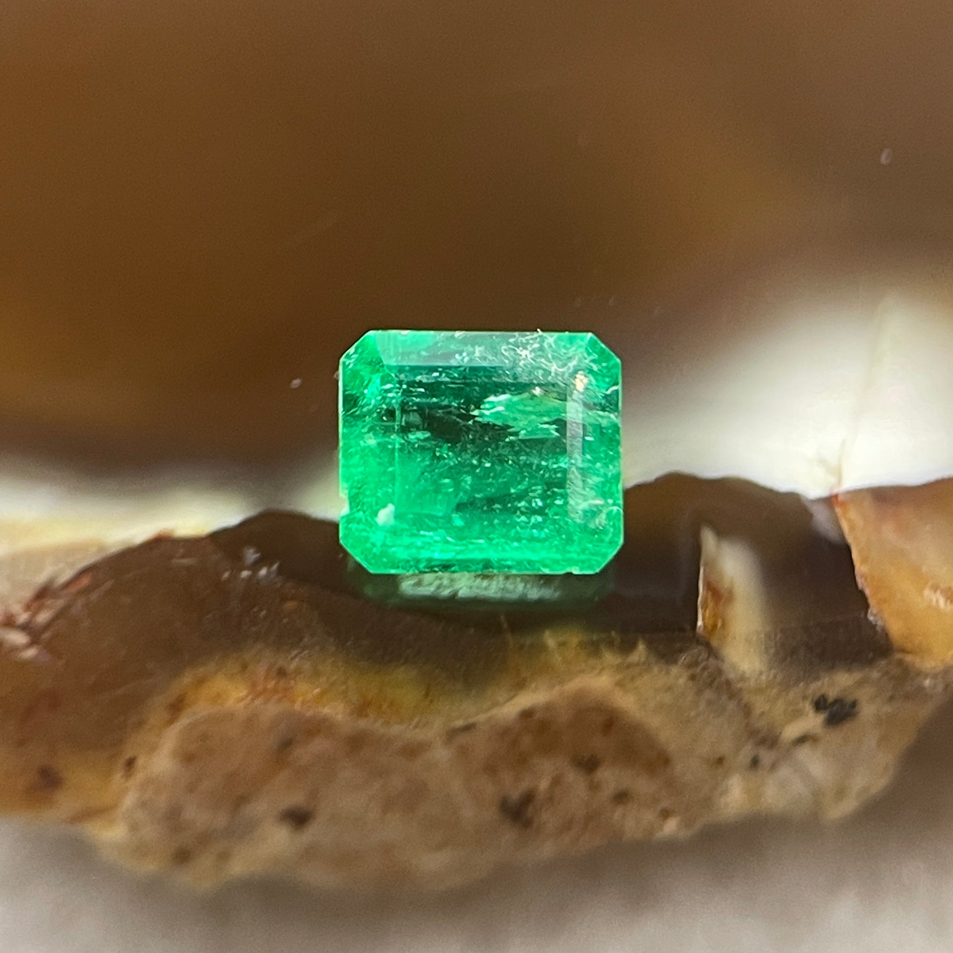 Natural Colombia Vivid Green Emerald (Beryl) Cut-Cornered Rectangle Step cut 0.49ct 5.0 by 4.3 by 2.7mm - Huangs Jadeite and Jewelry Pte Ltd