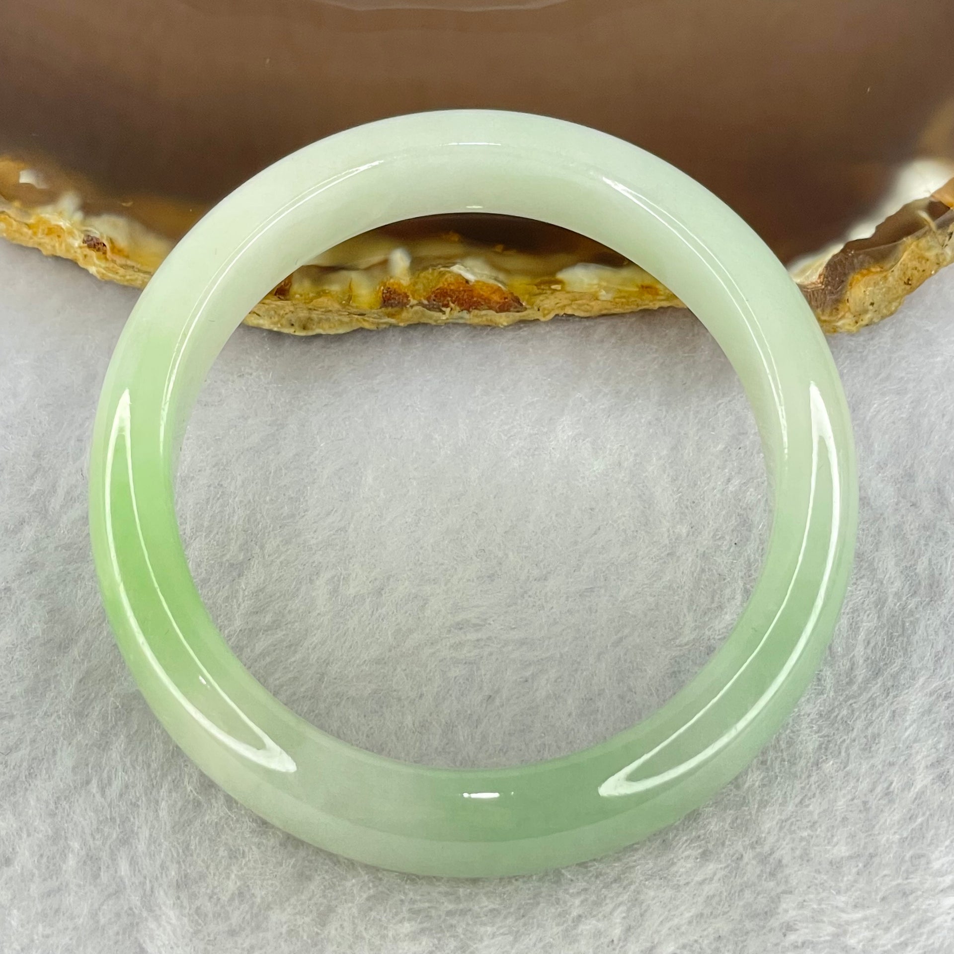 Type A Light Green Jadeite Oval Bangle Internal Diameter 56.2mm 40.54g 11.1 by 7.2mm (Slight Internal Line) - Huangs Jadeite and Jewelry Pte Ltd