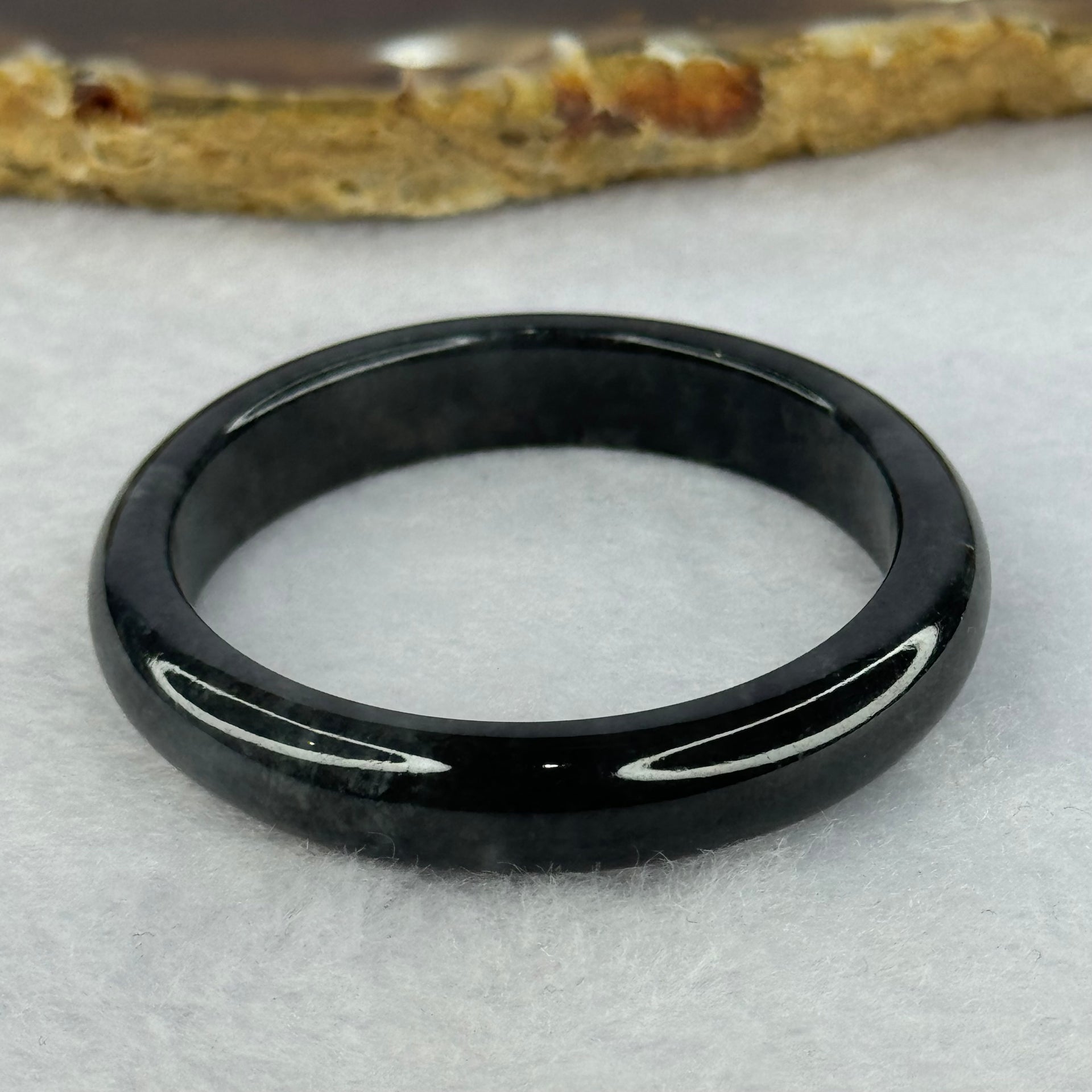 Type A Highly Translucent Black Grey Wuji Jadeite Baby Bangle 13.48g Internal Diameter 36.4mm 7.8 by 5.2mm (Very Slight External Rough) - Huangs Jadeite and Jewelry Pte Ltd