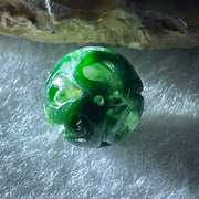 Natural Type A Lao Keng Old Mine Green with Light Green Jadeite Flora Carving Bead Charm 1.38g 10.7mm - Huangs Jadeite and Jewelry Pte Ltd