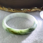 Type A Faint Lavender and Moss Green Jadeite Oval Bangle Internal Diameter 55.2mm 38.79g 11.6 by 8.7mm (Slight Fine Internal Lines) - Huangs Jadeite and Jewelry Pte Ltd