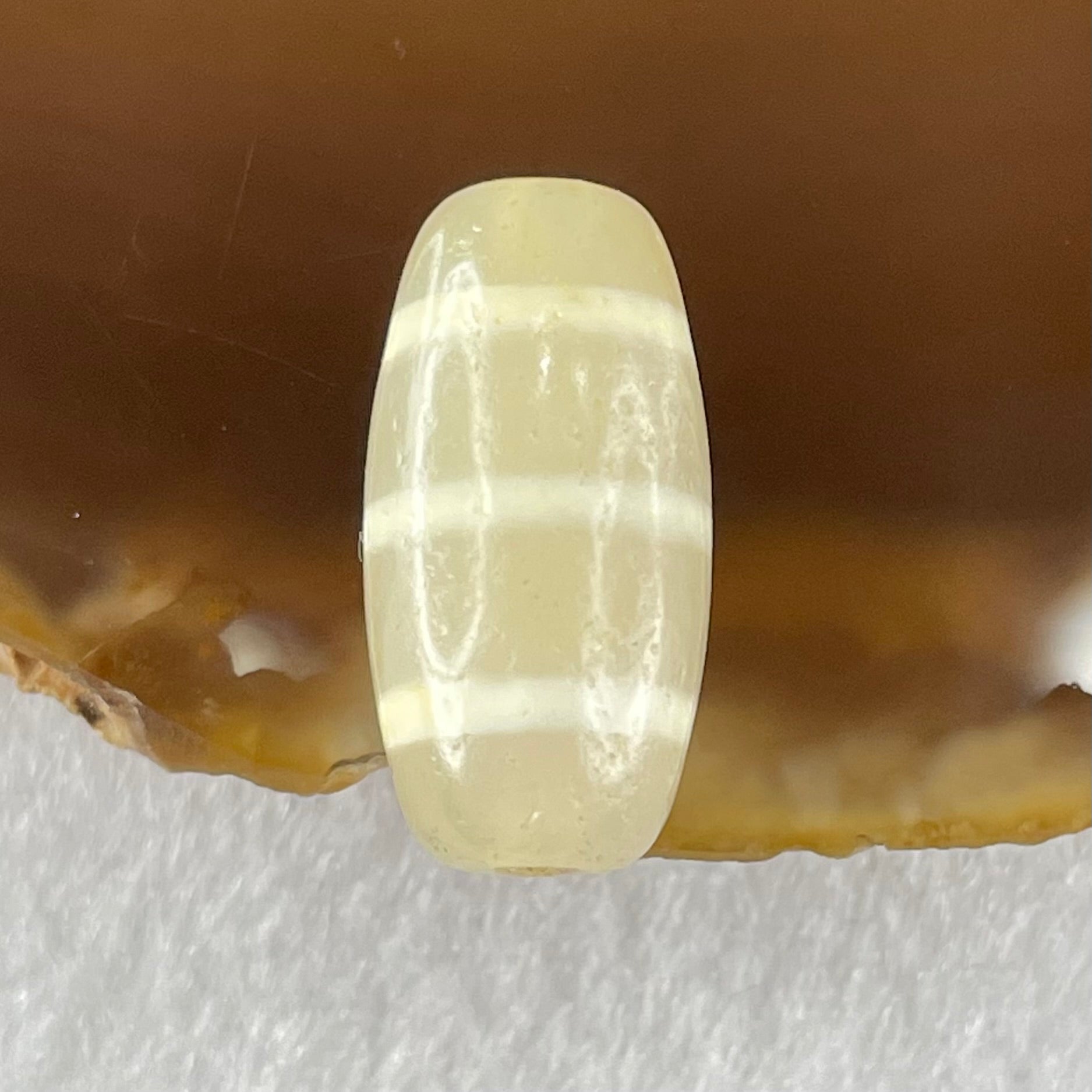 Natural Powerful Tibetan Old Oily Agate 3-Lines Dzi Bead Heavenly Master (Tian Zhu) 三行天诛 3.01g 20.1 by 10.2mm - Huangs Jadeite and Jewelry Pte Ltd