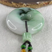 Natural Type A Green with Emerald Green and Lavender Piao Hua Jadeite Donut Pendant 91.56g 54.8 by 14.0mm - Huangs Jadeite and Jewelry Pte Ltd
