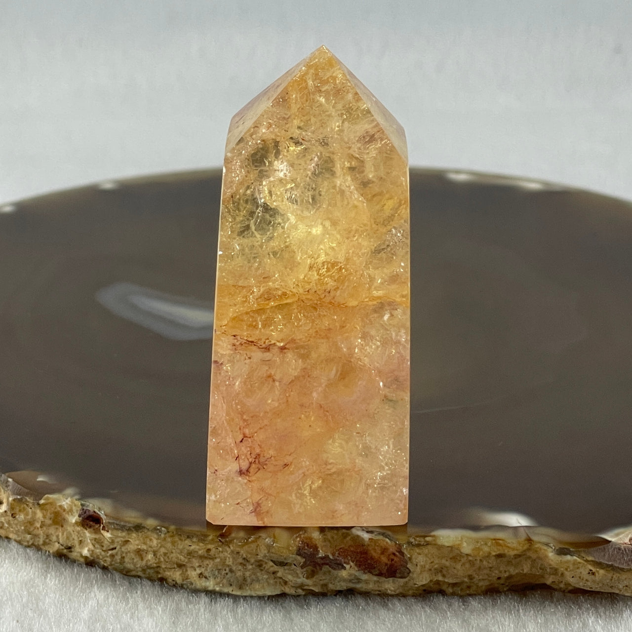 Natural Orange Ferruginous Quartz Crystal Tower Display 72.37g 24.1 by 23.2 by 56.0mm - Huangs Jadeite and Jewelry Pte Ltd