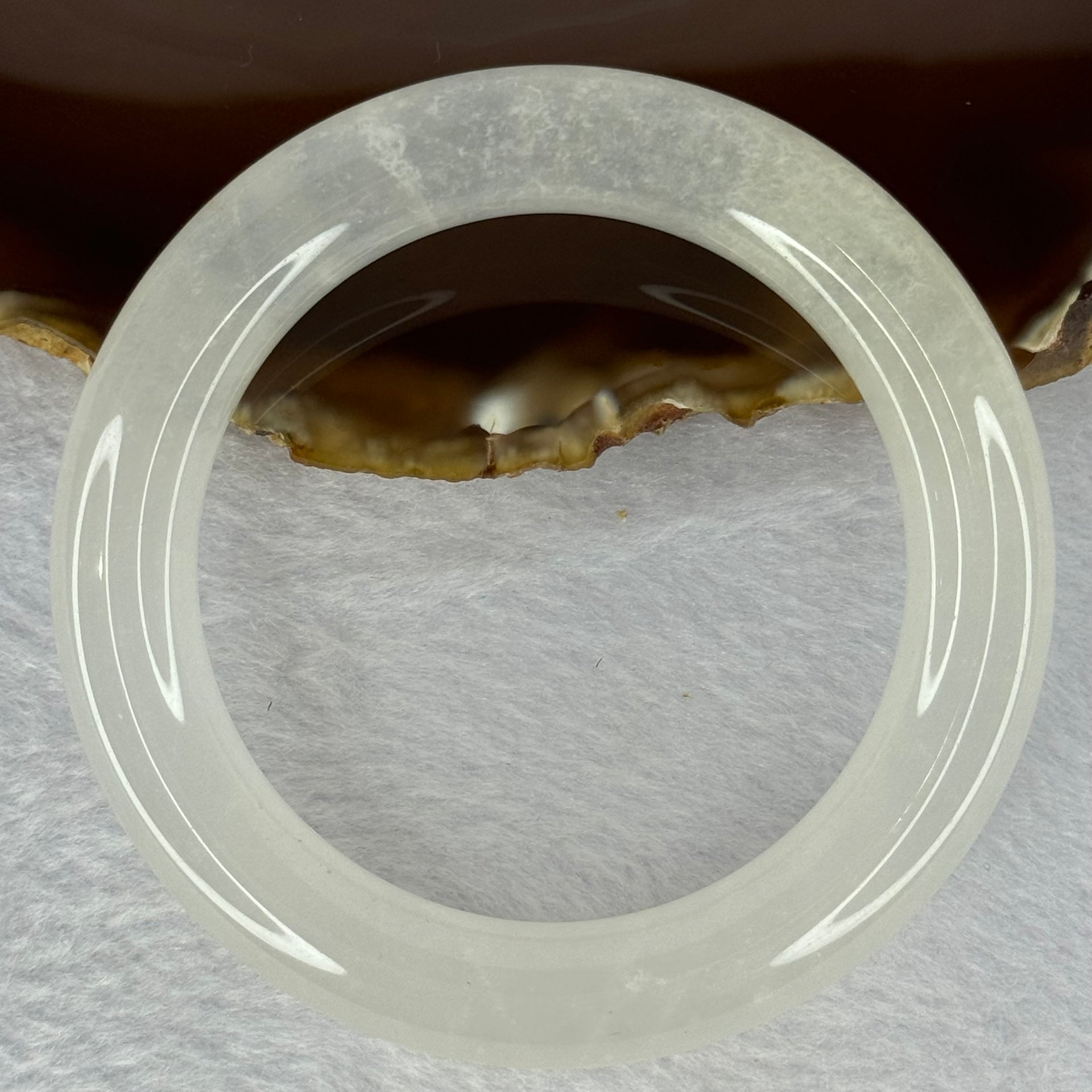 Transparent to White Quartzite Jade Bangle 天山玉手镯 Internal Diameter 57.0mm 66.19g 12.7 by 11.8mm - Huangs Jadeite and Jewelry Pte Ltd