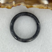 Type A Icy Wuji Black Grey Jadeite Ring 2.58g 4.3 by 3.3mm US 7.75 HK 17 (Very Slight Fine Internal Lines) - Huangs Jadeite and Jewelry Pte Ltd
