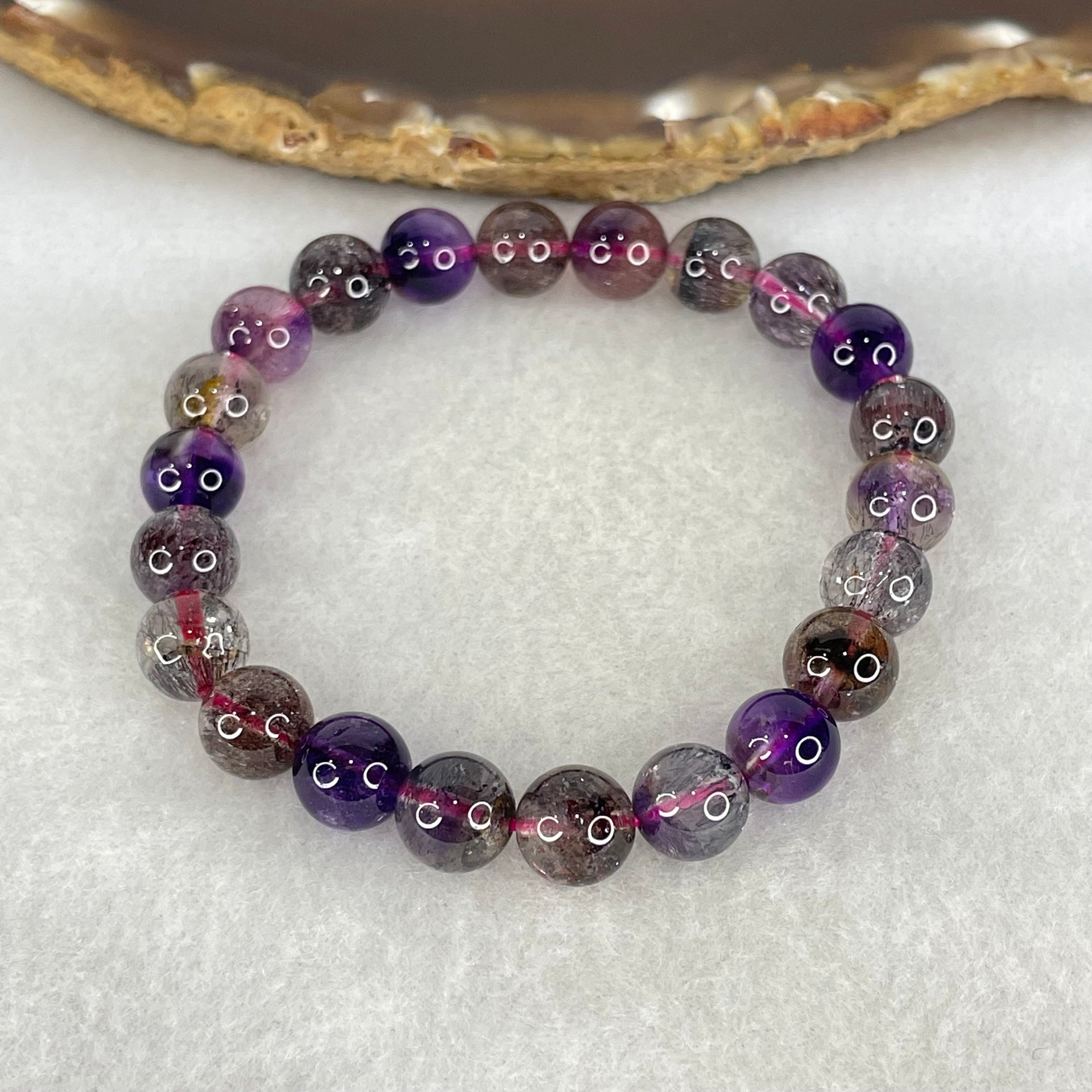 Good Grade Natural Blackcurrant Super 7 Beads Bracelet 19.22g 15.5cm 8.7mm 22 Beads - Huangs Jadeite and Jewelry Pte Ltd